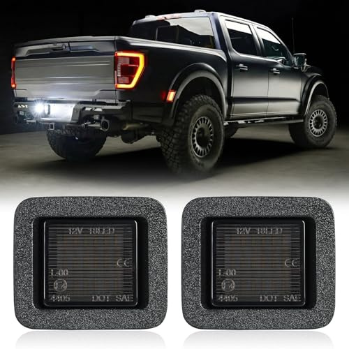 HTZCMOTO LED License Plate Lights Compatible with 2015-2023 F150, 2017-2023 F150 Raptor, Super Bright 18-SMD LED Chip 6000K White, Rear Bumper Tag Lights, Smoked Len