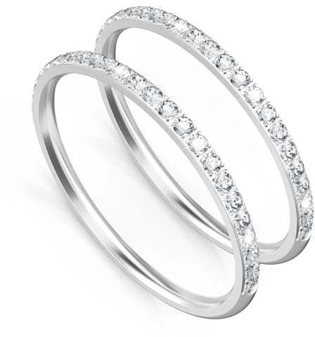 Polyjoy 2 Pack 14K Gold Plated Stacking Rings for Oura Ring Gen 4/3/Ringconn Gen 2 Air/Ultrahuman, Cubic Zirconia Simulated Diamond Oura Stack Rings for Women Girls