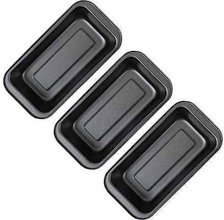 KIMISS Juego de Moldes Rectangulares Antiadherentes para Hornear Pasteles, 3 uds., Molde para Pan de Acero Al Carbono Negro, Ideal para Pasteles, Tostadas y Pan