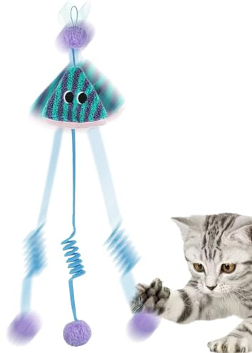 Giocattolo a molla per gatti – Peluche sospeso alla porta da 18 cm, palla morbida con campana, esercizio interattivo per gattini, giocattolo divertente per interni, per saltare, schiacciare, saltare