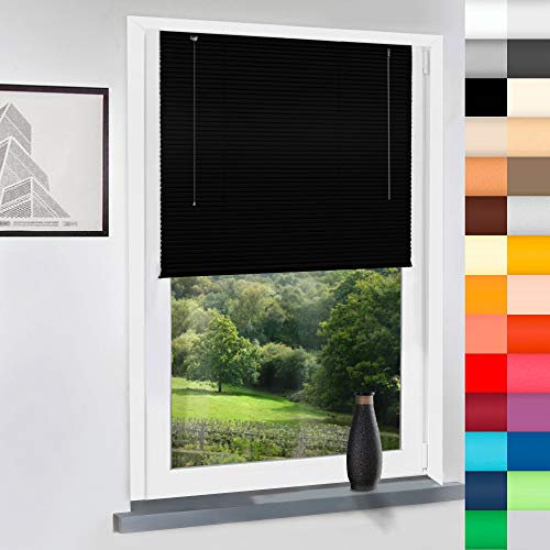 Aluminium Jalousie nach Maß, Jalousien Alu Jalousien nach maß innen Innenjalousien Maßanfertigung, für Fenster und Türen, Fenster, Klemmfix ohne Bohren (Schwarz, Höhe: 160cm x Breite: 50cm)