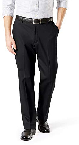 Dockers® Men's Classic Fit Signature Khaki Lux Cotton Stretch Pants (Regular and Big & Tall), Black, 36W x 30L