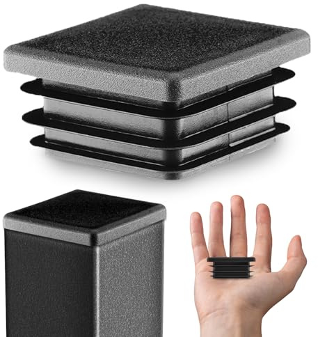 EMFA Lamellenstopfen 40x40 mm Schwarz für Vierkantrohre, 5 Stück | Rohrstopfen, Vierkantstopfen, Rohrabdeckung, PE-Kunststoff