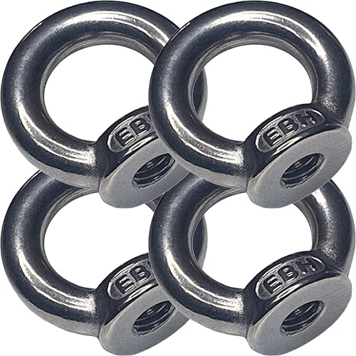 M8 Lifting Eye Nuts, Pack of 4 – A4 316 Marine Grade Stainless Steel DIN 582 Style Ring Eye Nut for Boat, Rigging, Sailing, Wire Rope & Marine Hardware