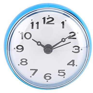 Garsent Mini Horloge de Douche, Horloge Imperméable à Eau de Douche de Salle de Bains avec Ventouse Ronde Horloge Murale Ronde Décorative Numérique Étanche pour Salle de Bain.(Bleu)