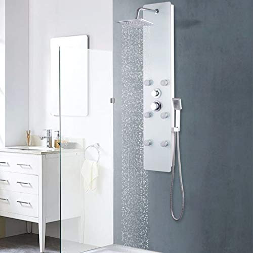 vidaXL Pannello Doccia in Vetro 25x44,6x130 cm Bianco Colonna Box Shower Bagno