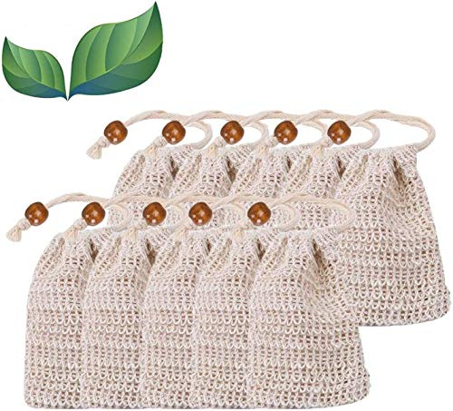 LATERN Sisal Soap Bags 10 Sachets de Savon Naturel avec Poche de Rangement pour Savon moussant pour Savon moussant, séchant, exfoliant, Massage