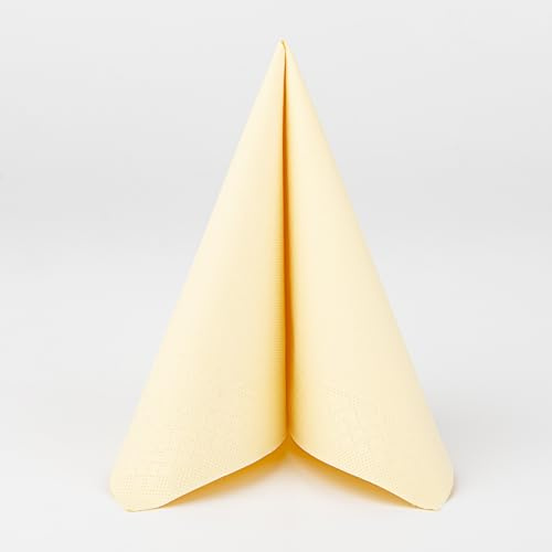 Sovie HORECA Serviette in CREME aus Tissue Deluxe®, 4-lagig, 40x40 cm, 1/4 Falz, 50 Stück – Hochwertige Einweg-Papierservietten für Gastronomie, Hochzeiten, Events & Feiern