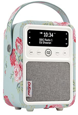 Cath Kidston Portable DAB Radio Alarm Clock - VQ Monty Digital FM Radio with Bluetooth - Rechargeable Radio with Bluetooth Speaker - Dual Alarm DAB+ Radio Bedside with 60 Presets - Antique Rose