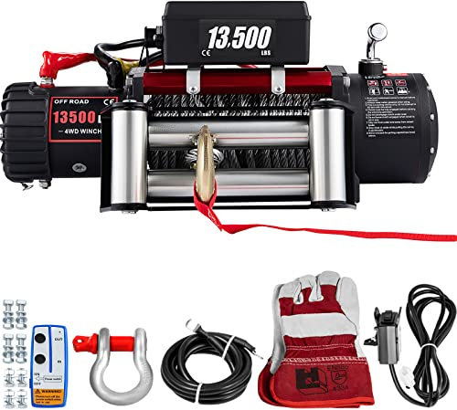 VEVOR 13500lbs Elektrische Stahlseil Seilwinde, 12V Motorwinde, 3-stufiger Elektrische Winde, Elektrische Motorwinde