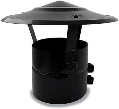 CAEXVEN Sombrerete Fijo para chimeneas en Acero pintado en Negro - Serie lisa - 150 mm