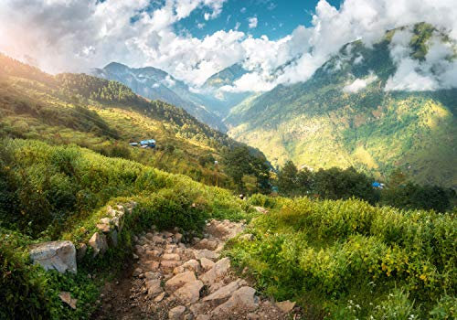 wandmotiv24 Fototapete Weg Berge Himmel, XS 150 x 105cm - 3 Teile, Wanddeko, Wandbild, Wandtapete, Pfad Gebirge Natur M6477