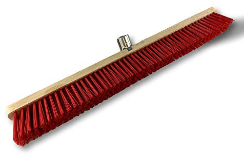 Balai d'atelier Type cantonnier | Piste Extérieur | Longueur 80 cm | Garnissage Brosse PVC Rouge | Semelle Bois | Douille métal boulonnée Ø 28 mm | sans Manche | Kibros 2380B