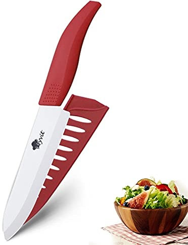 DZCP Cuchillo de Cocina Cuchillos de cerámica Cuchillos de Cocina 3 4 5 5 6 Pulgadas Chef Chef Cock Set + Peeler Blanco Blanco Hoja DE Zirconia Mango Multi-Color HANDA Calidad (Color : 6 Inch Red)