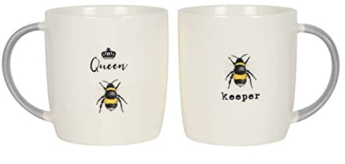 Zale Yardley Coffee Mug, Queen Bee & Bee Keeper Mug Set of 2, Coffee Cups, for Husband & Wife, Bride & Groom, Wedding, Anniversary, Valentine’s Day