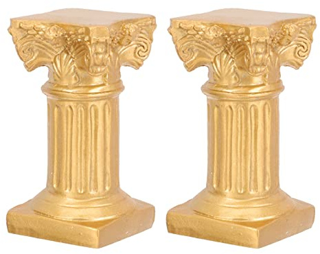 BESPORTBLE 2 Stücke Römische Säule Mini Griechische Säulen Tischdeko Römische Säule Deko Kerzenständer Blumensäule Dekosäule Tischdeko Layout Requisiten Europäischer Stil Hochzeitsdeko Gold