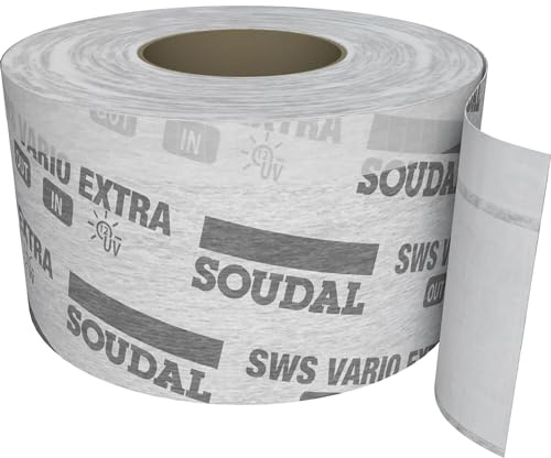 Soudal SWS Vario Fensterband Anschlussband Fensterdichtband Extra Vollflächig Selbstklebend Innen Aussen Luftdicht Schlagregendicht Breite 70-150mm 30m Rolle (70mm)