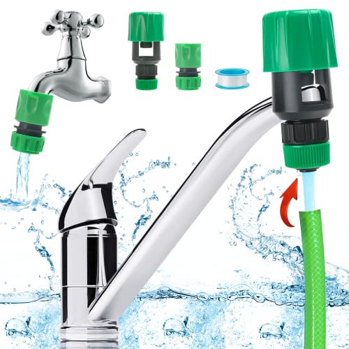 CoKeeSun 2 Pack Kitchen Tap Hose Connector, Mixer Tap Hose Connector, Universal Hose Pipe Connector to Tap, Hose Adapter for Kitchen and Garden Tap, Hose Pipe Tap Attachment with Leak Proof Tape