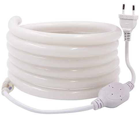 Wisada Striscia al neon AC 220V Tubo luminoso a nastro flessibile rotondo a 360 gradi SMD 2835 120 LEDs/m IP67 Luce a corda impermeabile per illuminazione esterna Decorazione[1M|Bianco]