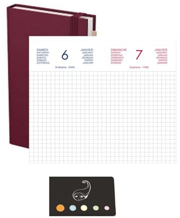 Lot Agenda Chantier 2027 Civil + Index Adhésif Blumie, Rouge | Janvier à Décembre, 15 x 9 cm, 1 jour par page