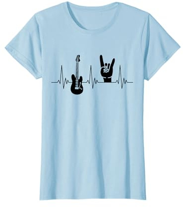 E-Gitarre und Pommesgabel Herzschlag Design für Heavy Metal T-Shirt