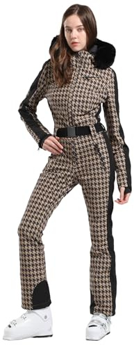 IMPHUT Women's One Piece Ski Suits Waterproof Jumpsuits Windproof Women's Snowsuit Insulated Ski Jumpsuit for Ski Skiing
