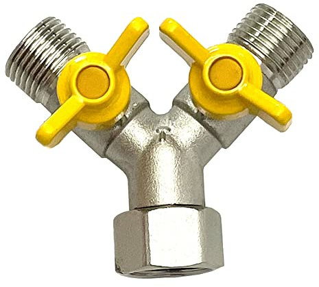 DAZZLEEX Valvola a sfera multifunzione a doppio interruttore per gas naturale, adattatore per valvola a gas a 3 vie per tubo di ingresso 1/2 per 2 o 3 connessioni Y Style