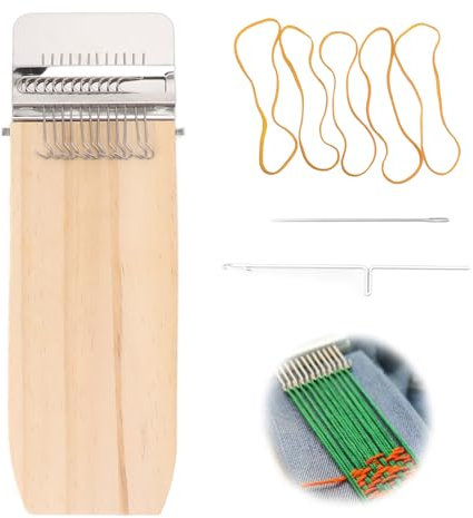 Tissting Kleine Webstuhl Set, Mini Handwebstuhl Maschine Loom Speedweve Stopfwerkzeug mit 12 Haken und Holzbrettern, DIY Webwerkzeuge für Stricken Nähen Socken, Kleidung