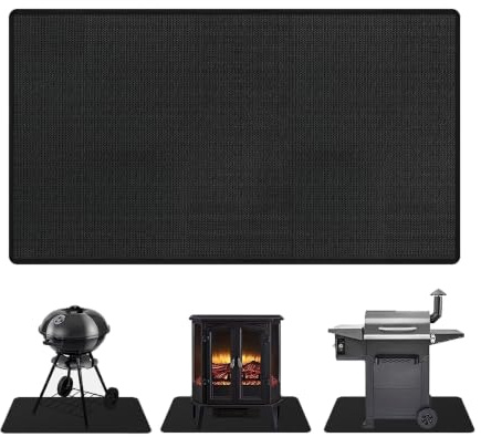 SAFE-TECH Fireproof Fireplace Mat, Fire Tested 24x42 Large Hearth Rugs | for Fireplaces Fire Place Floor Mat up to 550°C - Non-Itchy Heavy Duty BBQ Fire Proof Floor Protection Mat- Approved UK Brand