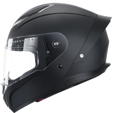 Motorradhelm Integralhelm Rollerhelm Fullface Helm - YEMA YM-850 Sturzhelm ECE mit für Damen Herren Erwachsene，Schwarz Matt-M