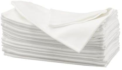 BIT.FLY Stoffservietten Weiß - Set von 12 Baumwollservietten 50 x 50CM Geeignet für Hotels Restaurants Hochzeit und Alltäglichen Gebrauch