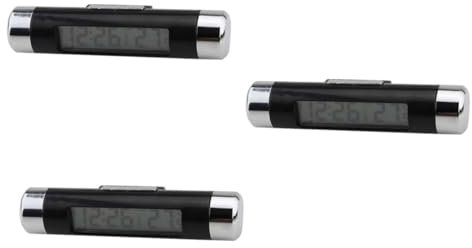 ibasenice 3stücke Auto-uhr Mit Thermometer Digitales Lcd-display Celsius-anzeige Mit Blauer Hintergrundbeleuchtung Kompakte Für Armaturenbrett Desktop-dekoration