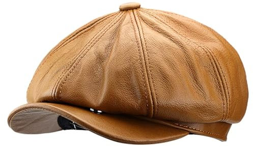 Barett Cap Herren Damen Leder Schiebermütze Schirmmütze Newsboy Gatsby Mütze Leder Kappe