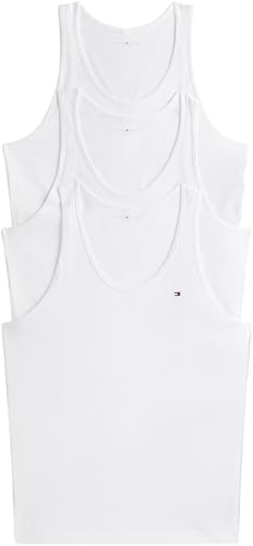 Tommy Hilfiger Débardeurs Lot de 3 Homme Col Ras-du-Cou, Blanc (White/White/White), M