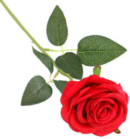 TYGFRT 1 Red Rose, Artificial Rose Flower, Artificial Rose with Stem, Artificial Plant, Desktop Ornament, Wedding Home Office Garden Decoration