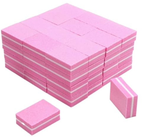 EAVUYIS 50 Stück Buffer Schleifblöcke Nagelpufferblöcke Polierblock Doppelseitige Schwamm für Gelnägel und Acrylnägel, Nagelpolierblock Waschbar, Rosa