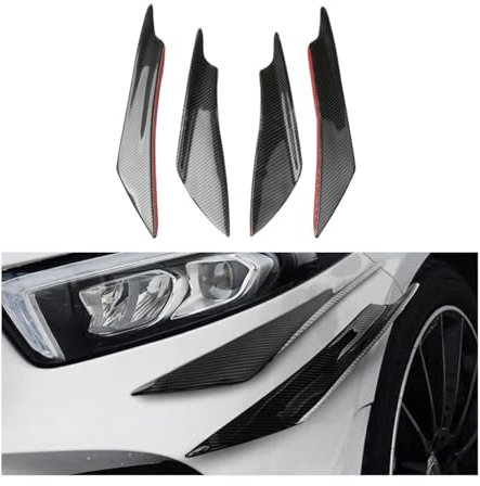 Adunsiaoto 4 Stück Auto Frontstoßstange Lip Splitter Für Karosserie, Carbon Fiber Textur Frontstoßstange Lip, Canard Splitter Diffusor Valence Körper Spoiler Kit(Kohlefaser)