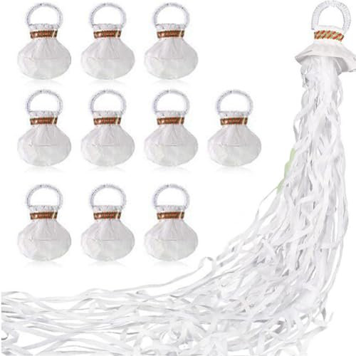 10 pezzi di stelle filanti bianche tenute in mano per feste, senza disordine, coriandoli poppers magici tenuti in mano lancio Streamer
