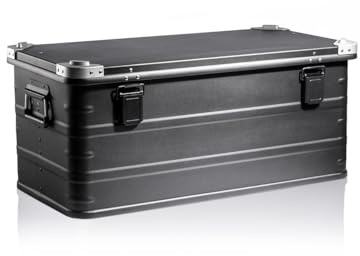 GUARDIQUE™ AluVault svart aluminiumförvaringslåda AVB081-100 % aluminium, lätt, hållbar, korrosionsbeständig med säkra lås – perfekt för verktyg, utomhusutrustning och värdesaker