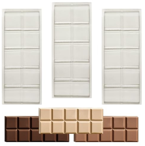 Plain Chocolate Bar Moulds - 36g, 50g, 55g, 100g, 125g and 300g - Small to Large snap bar (125g - 3 x Moulds)