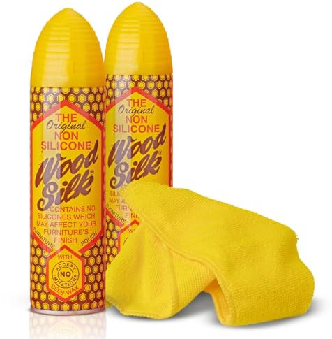 Beeswax Wood Furniture Polish Spray 2 Pack (225ml) – Natural Wood Cleaner & Conditioner for Oak, Antique & Wooden Furniture – Restores Shine, No Silicone, Includes Lint-Free Microfibre Cloth