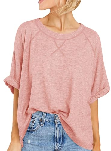 Cicy Bell Maglietta oversize da donna estiva a maniche corte girocollo top a maniche corte casual camicie basic allentate da donna elegante camicetta maglietta