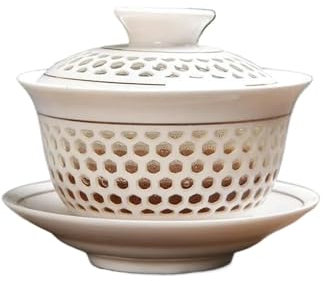 CvbGNJm Services à thé, Service à thé Creux Kung Fu en Porcelaine Bleue et Blanche Gaiwan en céramique soupière