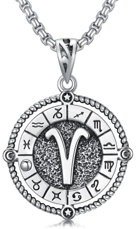 ROMANTICWORK 12 collane con segno zodiacale in argento Sterling 925, costellazione, ciondolo con segno zodiacale, collana oroscopo, regalo per uomo e donna, Argento sterling, Nessuna pietra preziosa