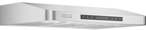 Empava 36 Inch Under Cabinet Range Vent Hood, 4-Speed 500 CFM Dual Copper Motors, Touch & Remote Control Clock Display, LED Lights, Baffle Filters, Top/Rear Ducted Exhaust, Stainless Steel