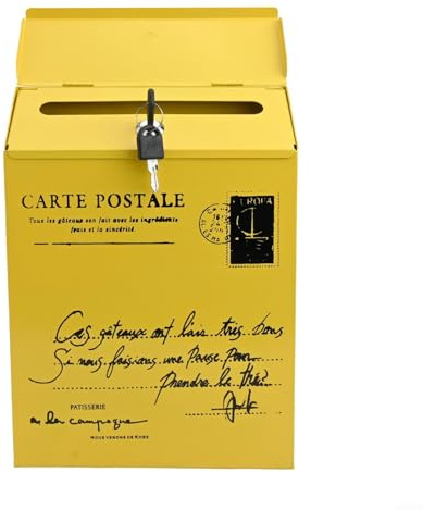 Cassetta postale funzionale vintage per lettere e giornali, design rustico con montaggio a parete, perfetta per abbellire la tua casa (giallo)