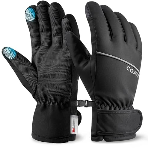 COFIT Winter Fahrradhandschuhe Herren Damen, Thermo-Warme Wasserdicht Winddicht, Touchscreen-fähig mit Reflektierenden Streifen, Outdoor Radfahren Laufen Handschuhe