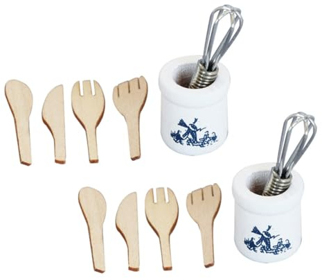 FUNNETOYU 2 Set Miniature Utensili da Cucina per Casa delle Bambole Accessori Realistici con Secchio Mini Cucina Decorativa per Gioco Ruolo e in Miniatura