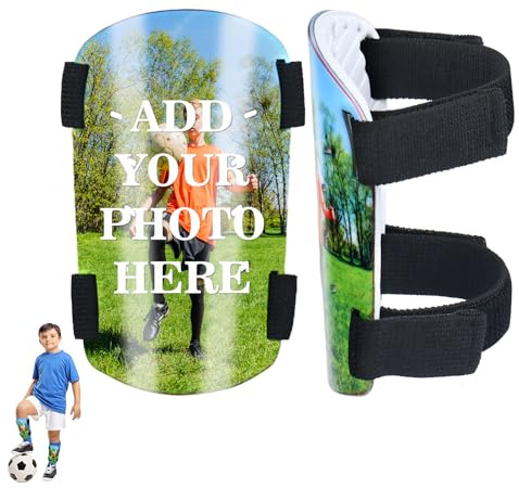 Personalisierte Schienbeinschoner, Mini Schienbeinschoner mit Foto und Namen | Neues Modell 2025 | 2-in-1 mit abnehmbaren Klett-Riemen Fußball-Geschenke für Jungen