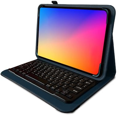 Navitech Funda con teclado Bluetooth giratorio azul compatible con tablet Foxx V8 de 8 pulgadas